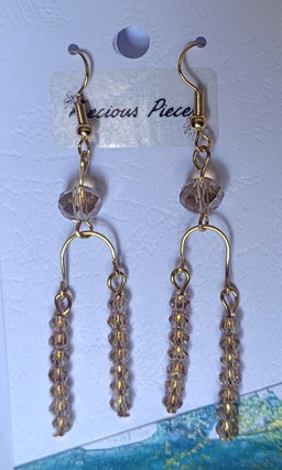 Gold stainless Steel with two drop glass beads style B long