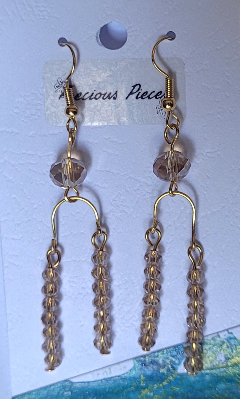 Gold stainless Steel with two drop glass beads style B long