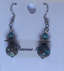 Blue and brown stone earrings 