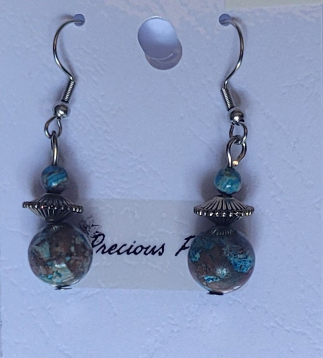 Blue and brown stone earrings