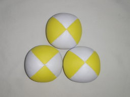 3-Pcs PAKA Juggling Balls 130g Vinyl Beanbag 4-Panel Yellow/White