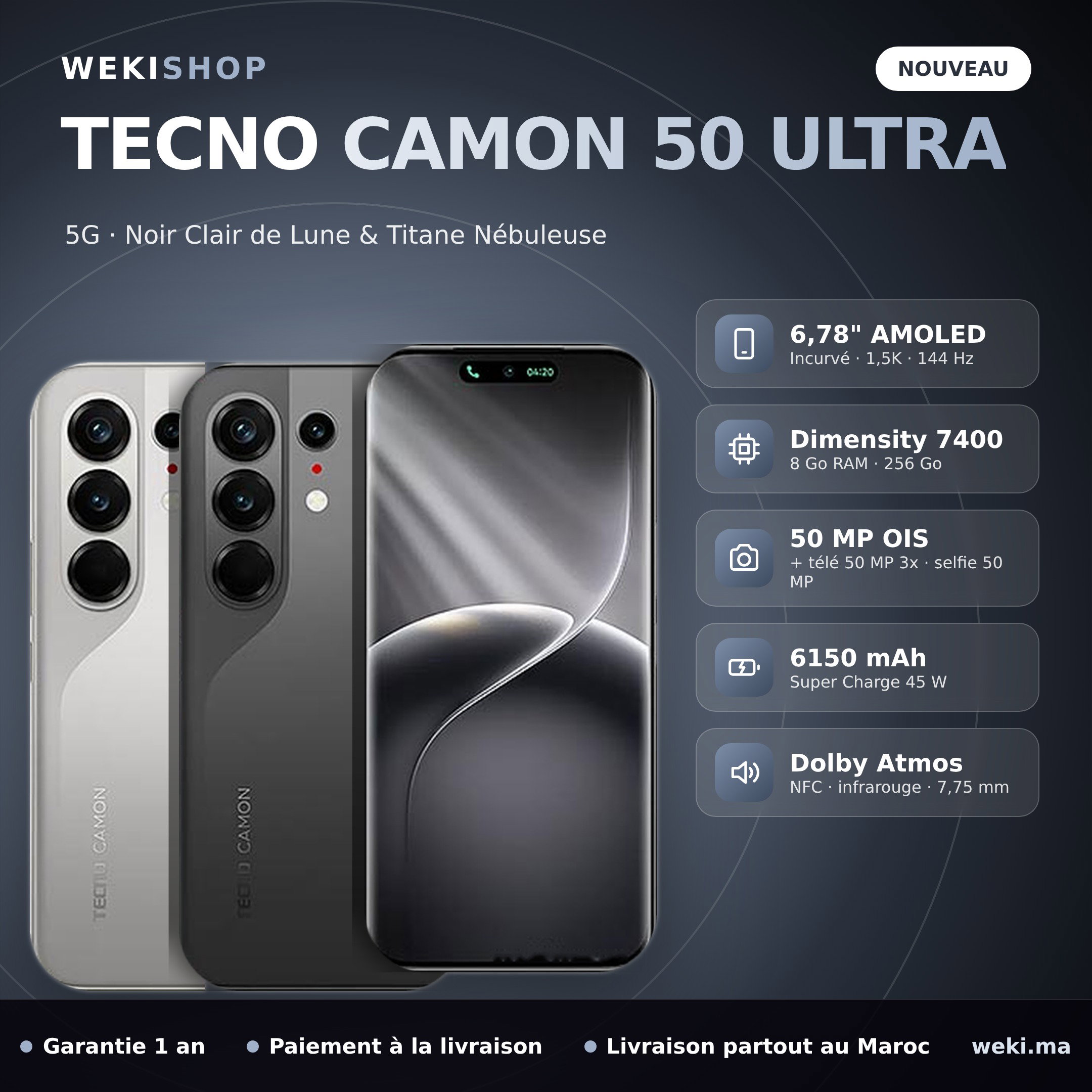 TECNO CAMON 50 Ultra 5G – 256 Go / 8 Go RAM