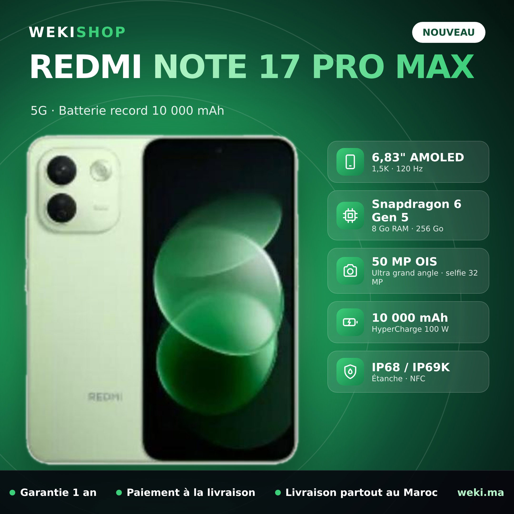 Xiaomi Redmi Note 17 Pro Max 5G – 256 Go / 8 Go RAM
