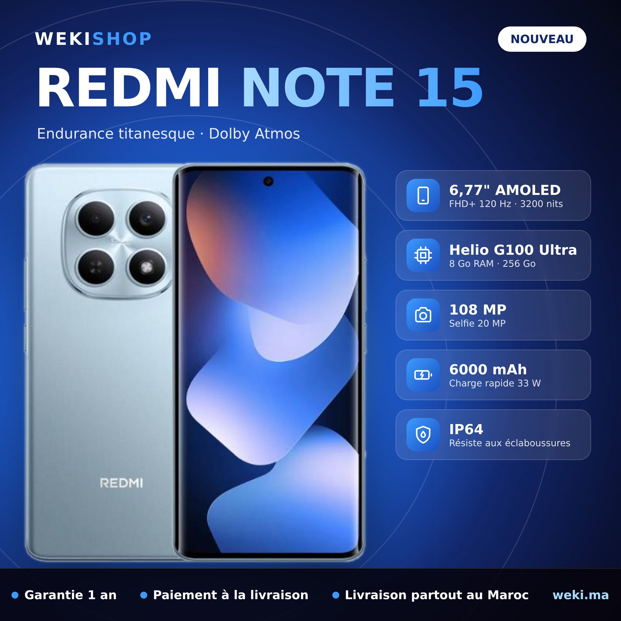 Xiaomi Redmi Note 15 – 256 Go / 8 Go RAM
