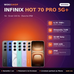 Infinix HOT 70 Pro 5G+ – 256 Go / 8 Go RAM