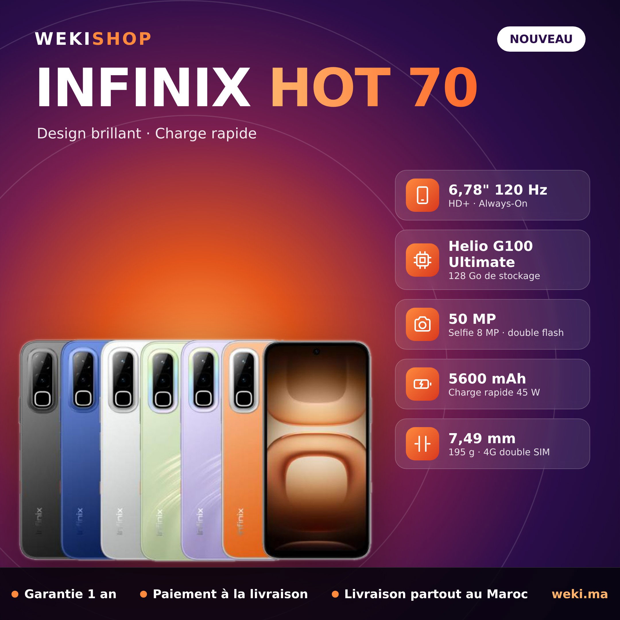 Infinix HOT 70 – 128 Go