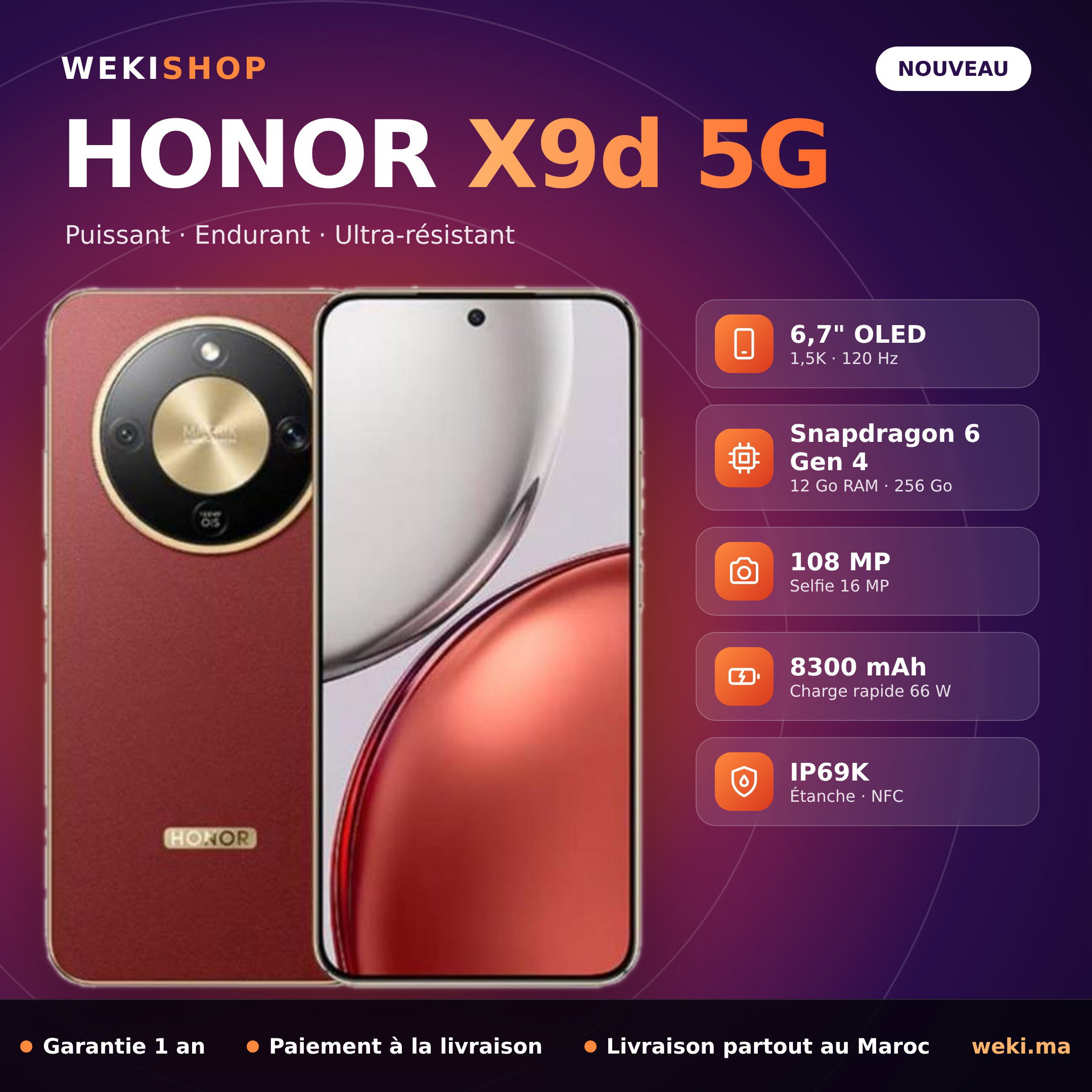 Honor X9d 5G 12 Go / 256 Go - Brown