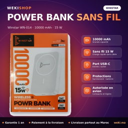 Power Bank Sans Fil Winstar 10000mAh 15W WN-014