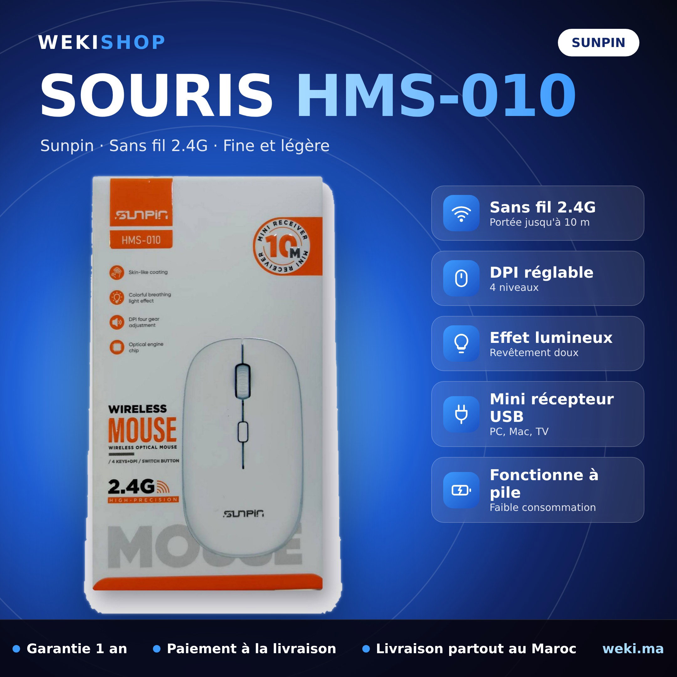 Souris Sans Fil Sunpin HMS-010 2.4G