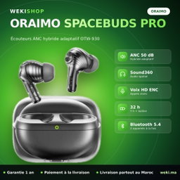 Oraimo SpaceBuds Pro OTW-930 – Écouteurs ANC hybride adaptatif 50 dB