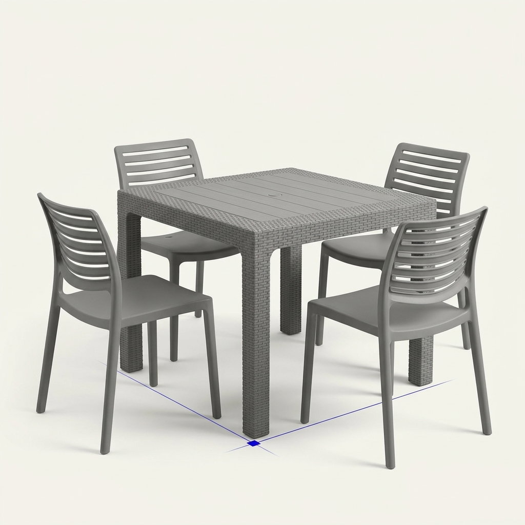 Plastic Modern Grey Outdoor 4 Seater Dining set 