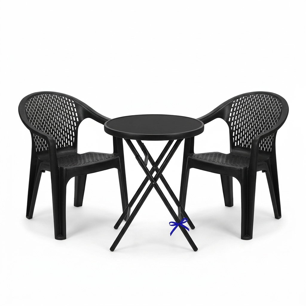 Foldable Outdoor Bistro Patio 2 Seater Glass Table