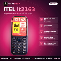 itel it2163 – Téléphone classique Double SIM – Radio FM sans fil – Original