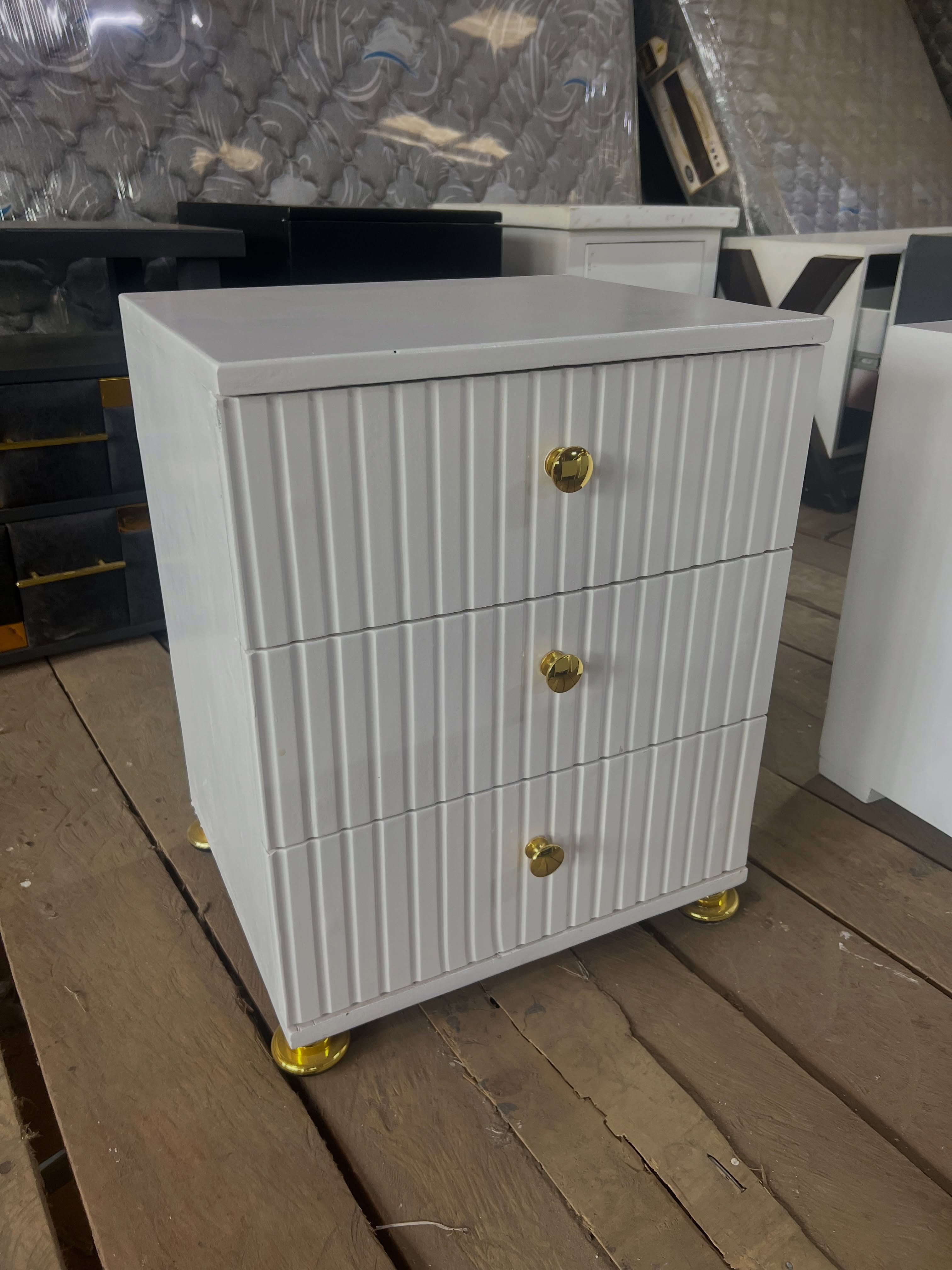 White fluted pedestal