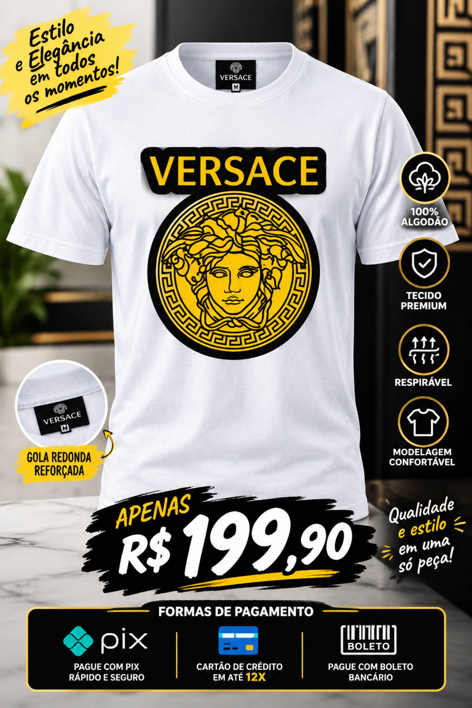 Camiseta masculina branca stillo