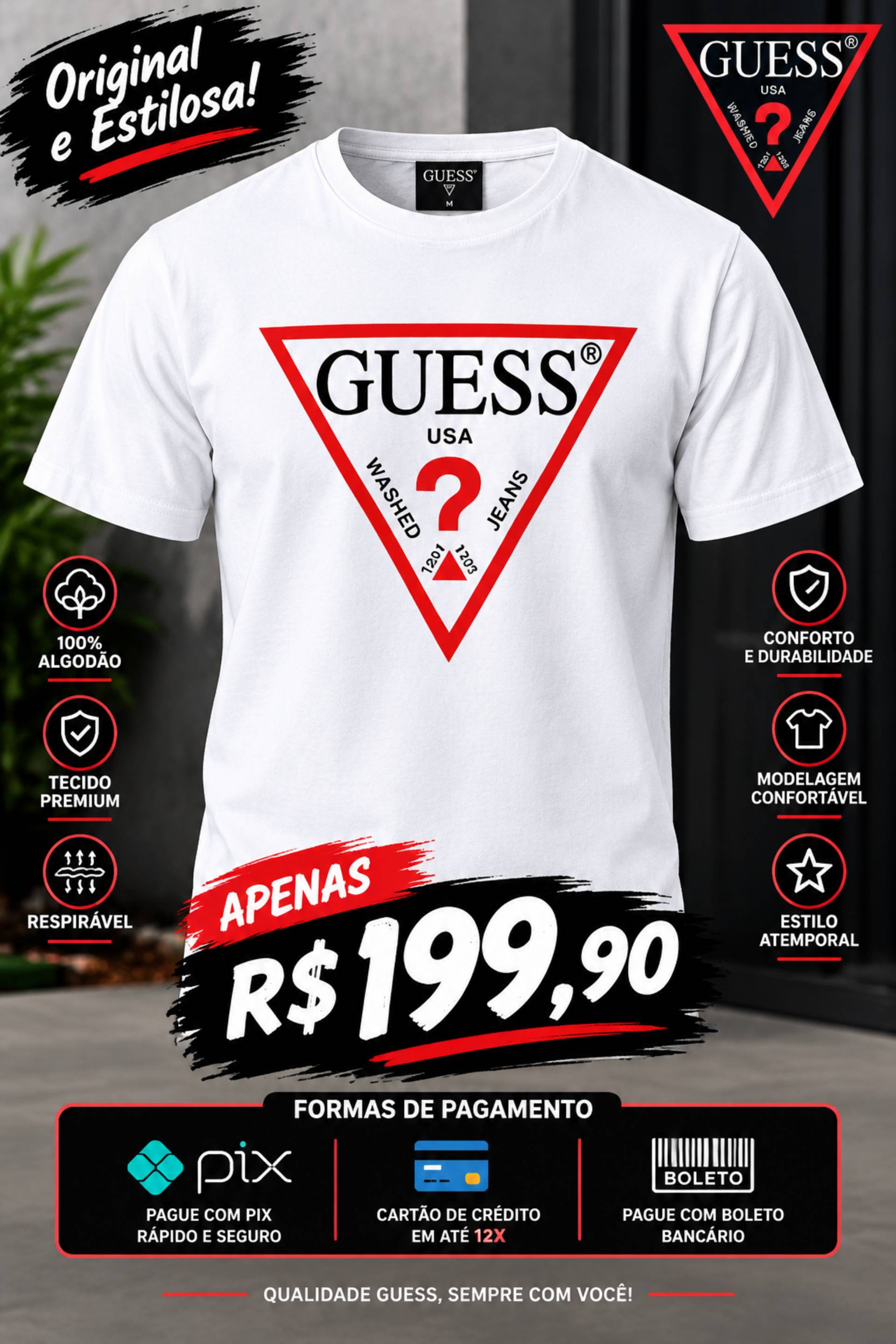 Camiseta masculina branca stillo