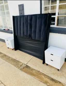 Black Channel Wingback Headboard