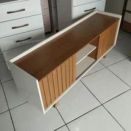 Fluted 160cm TV Stand - White & Oak