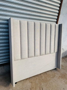Channel Wingback Headboard - Beige Linen