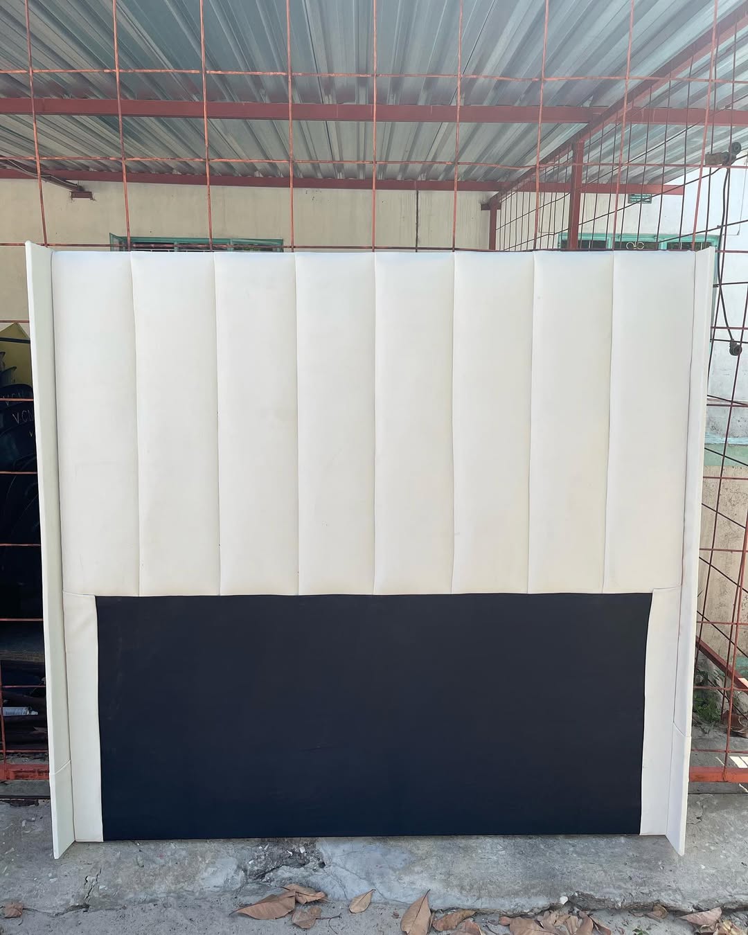 Two-Tone Channel Wingback Headboard - White & Black