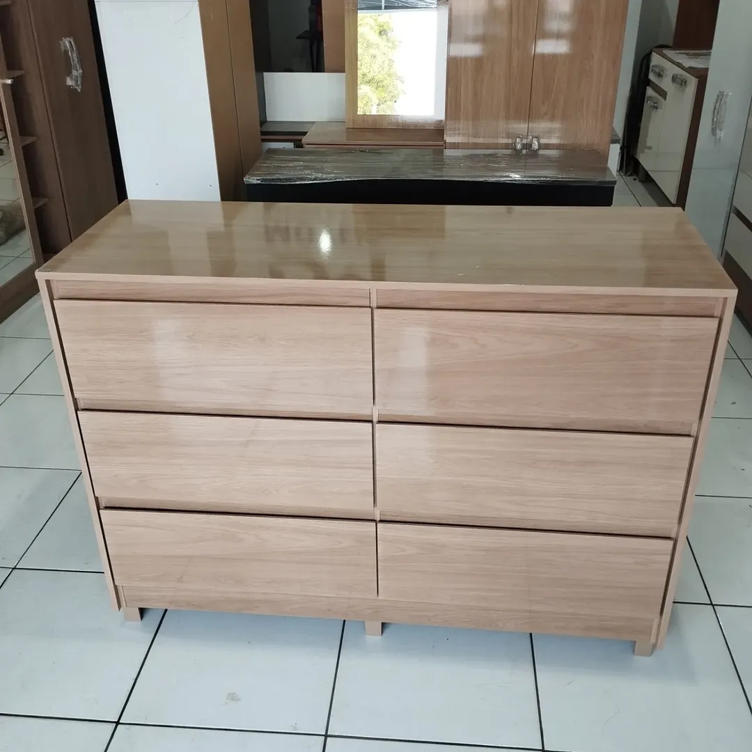 6-Drawer Chest - High Gloss Light Oak