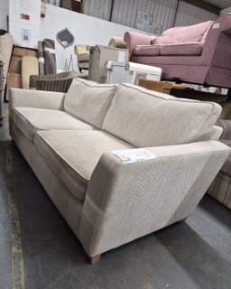 3-Seater Couch - Light Beige Woven - Piped Detail
