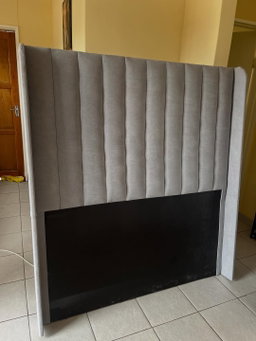 Wingback Headboard - Light Grey - Vertical Channel