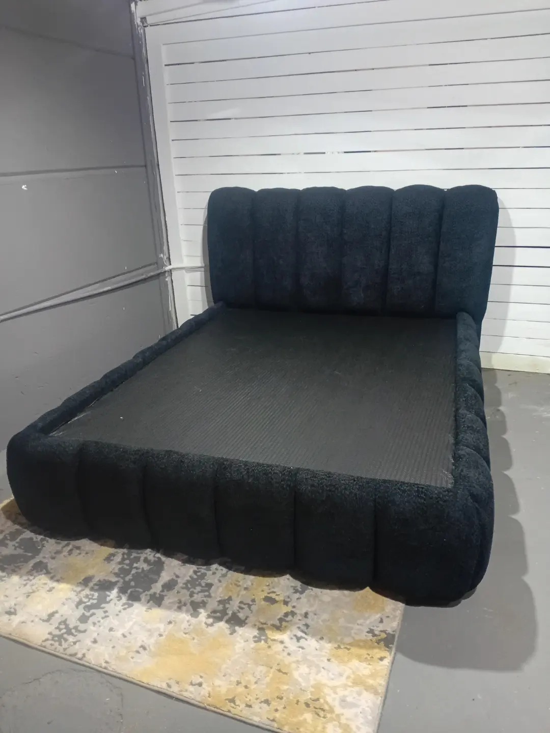 Bubble Bed - Black Boucle - Channel Tufted