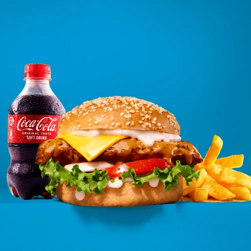 CHEESE BURGER & CHIPS & 300ML BUDDY