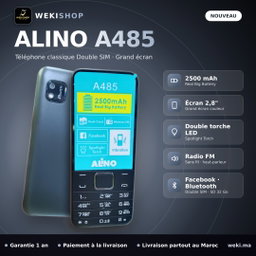 ALINO A485 – Téléphone classique Double SIM – Écran 2,8", 2500 mAh, Double torche