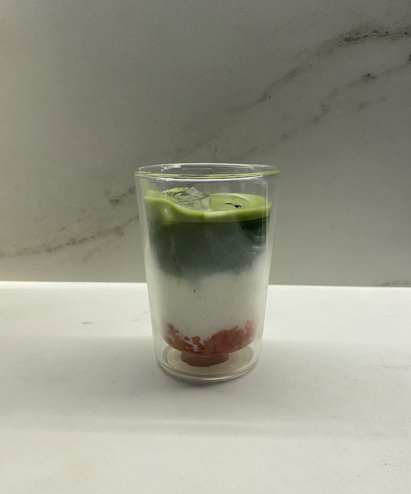 Strawberry matcha latte