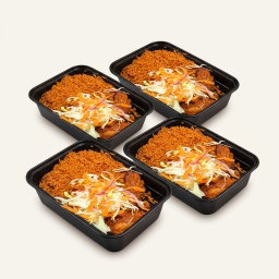 Jollof rice and chicken. Group pack