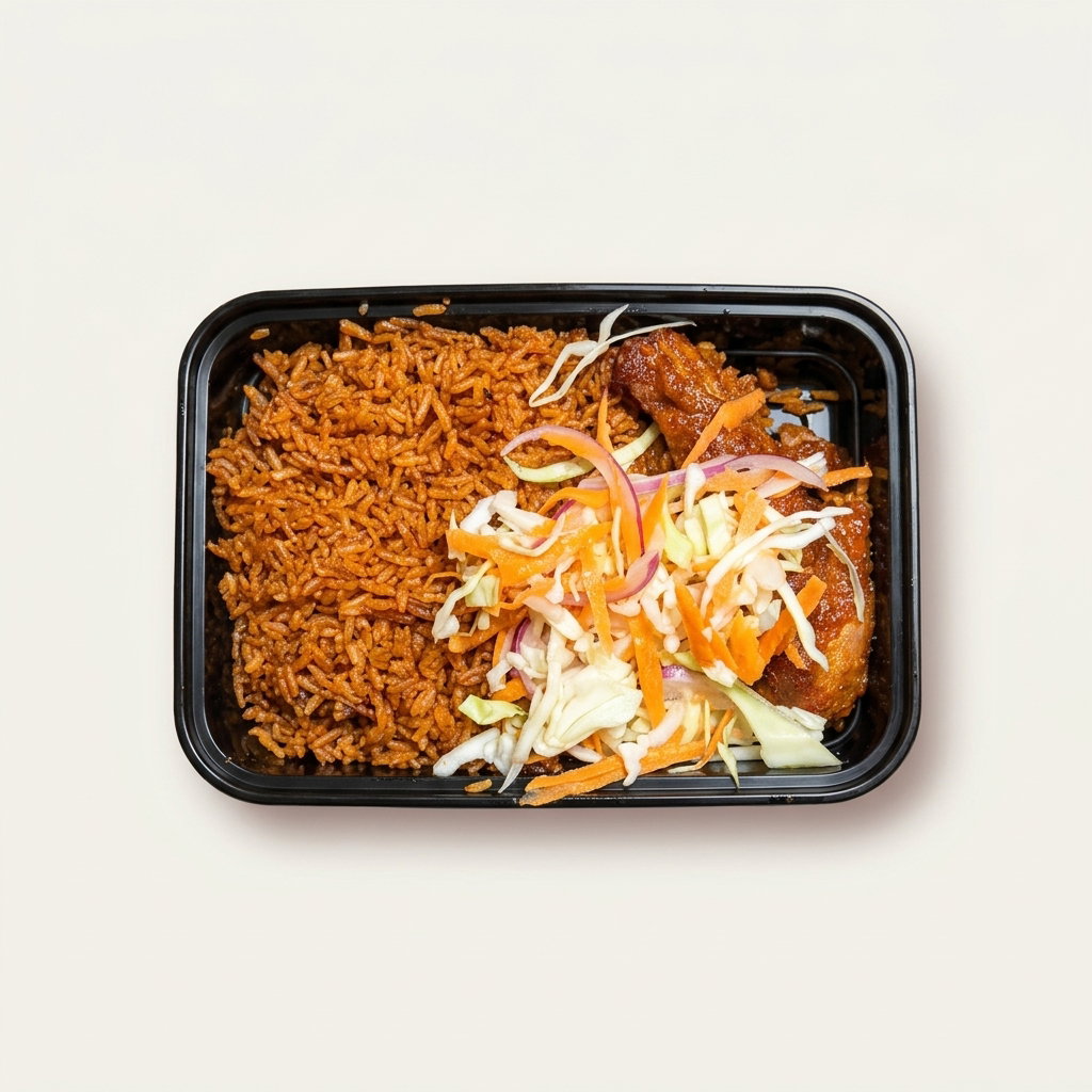 Jollof rice and chicken. Individual pack