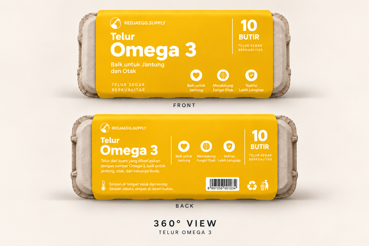Telur Organic Omega 3. Red Yolk. 10 butir