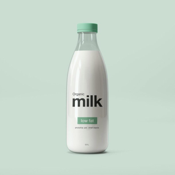 Organic Milk Low Fat. 0.5 L. Taste Melon (still mockup, percobaan)