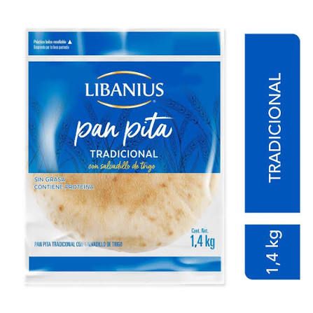 Libanius � Pan pita con salvadillo de trigo, tradicional (1,4 kg)