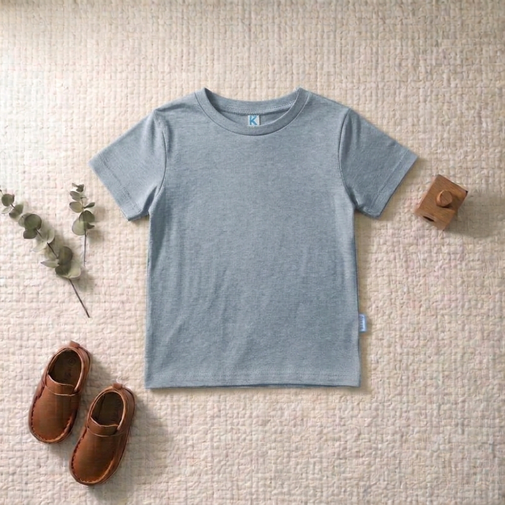 KAOS ATASAN PENDEK POLOS ABU MUDA SOLID