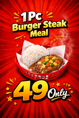 Burger Steak, Rice, Gravy