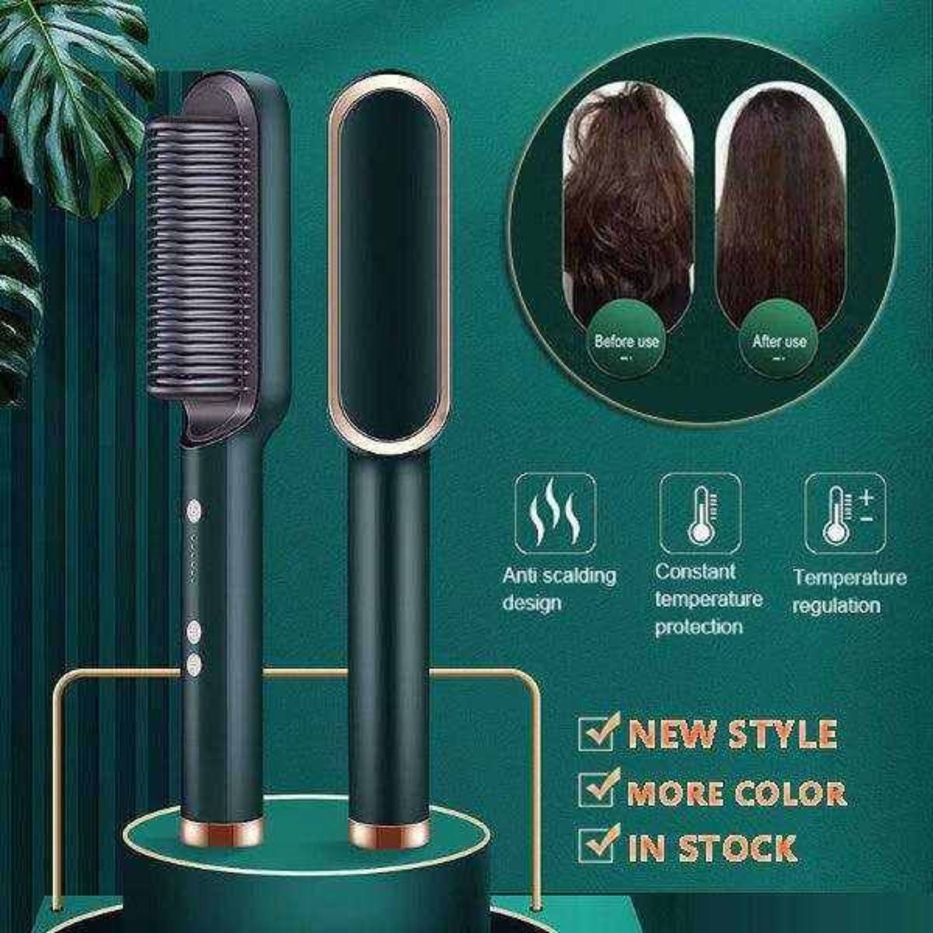 2-in-1 hair straightener and curling brush