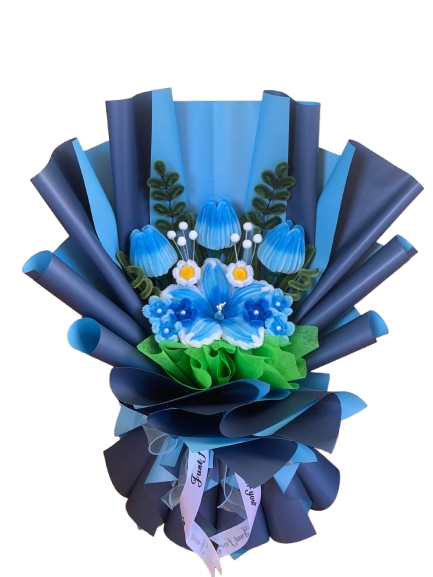 Fuzzy blue bouquet