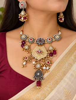 Brass Jewellery hanging choker with beads