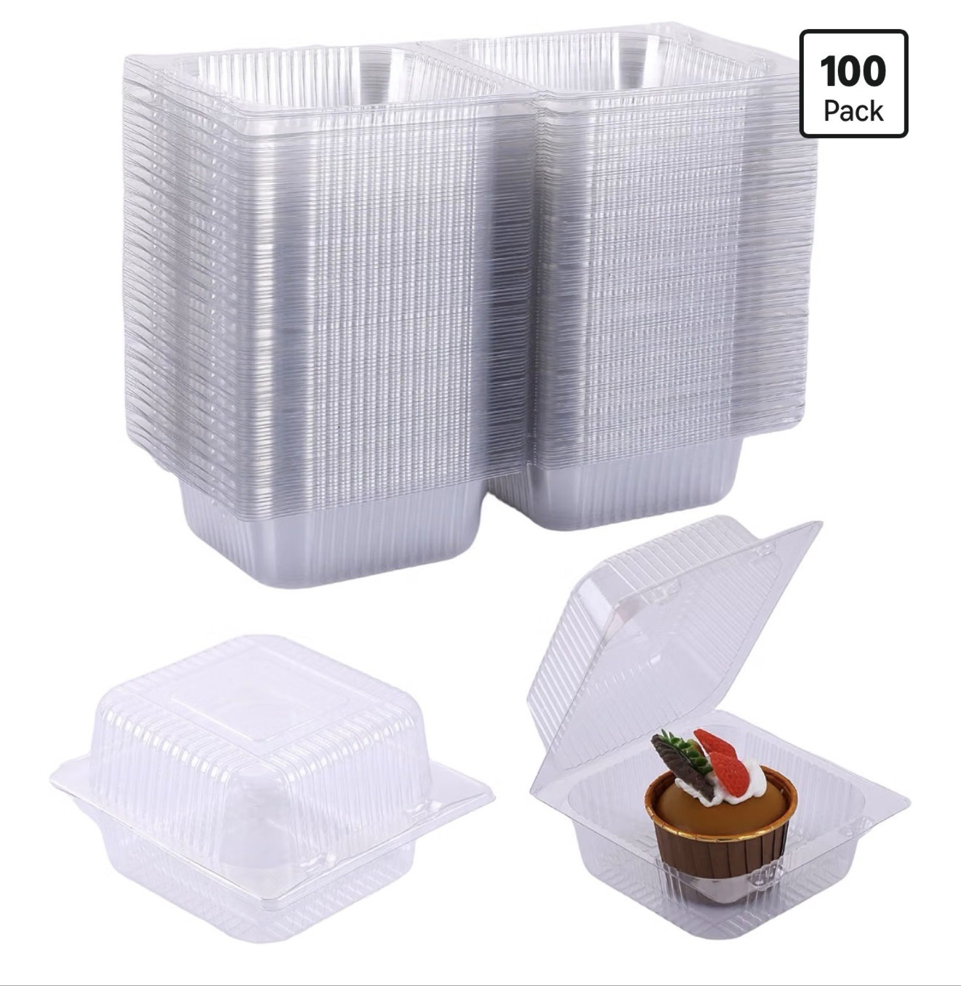 Clear plastic containers (100 pcs).
