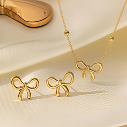 Anti Turnish Gold Plated BOW Pendant with BOW Earrings COMBO