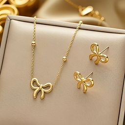 Anti Turnish Gold Plated BOW Pendant with BOW Earrings COMBO