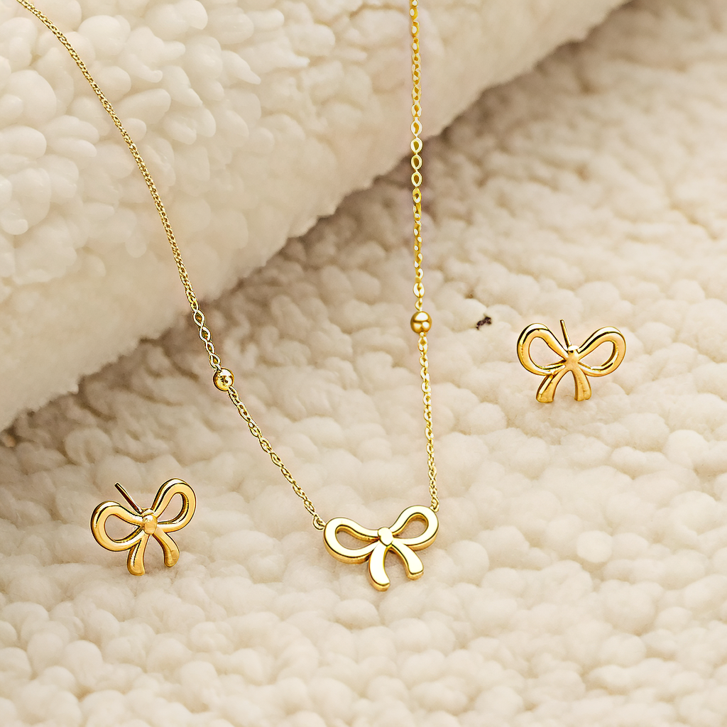 Anti Turnish Gold Plated BOW Pendant with BOW Earrings COMBO