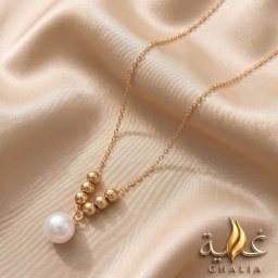 سلسلة حبة اللؤلؤ والكرات الذهبية مطلية بالذهب