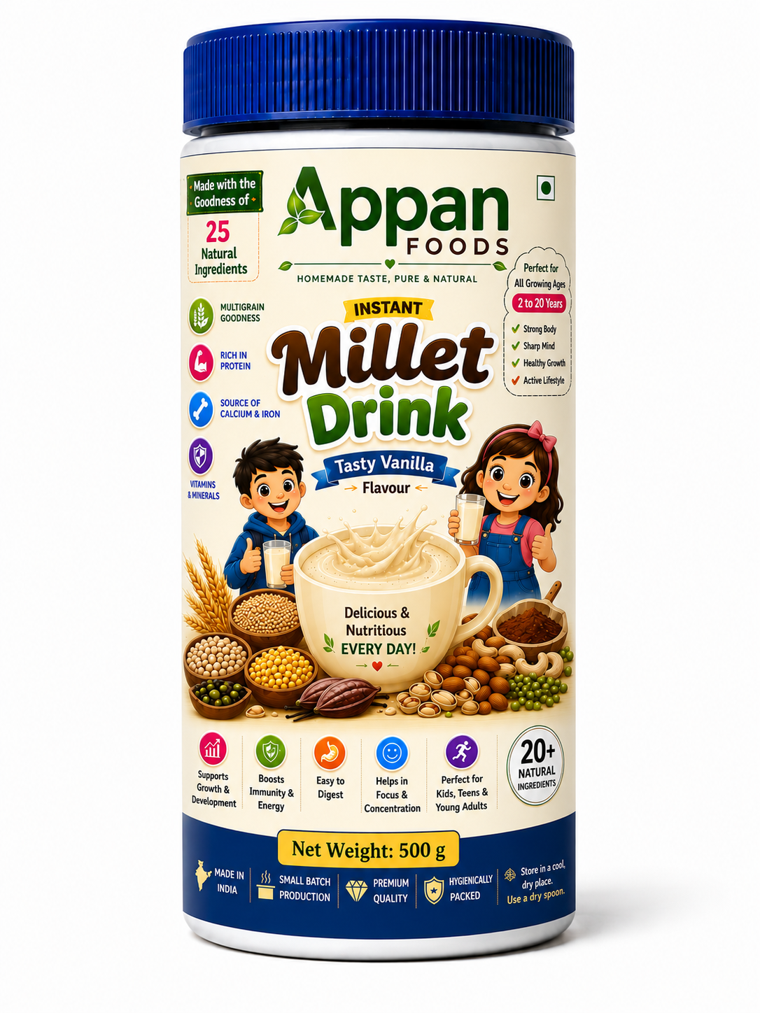 Appan Foods Instant Millet Drink – Vanilla Flavour | 500g