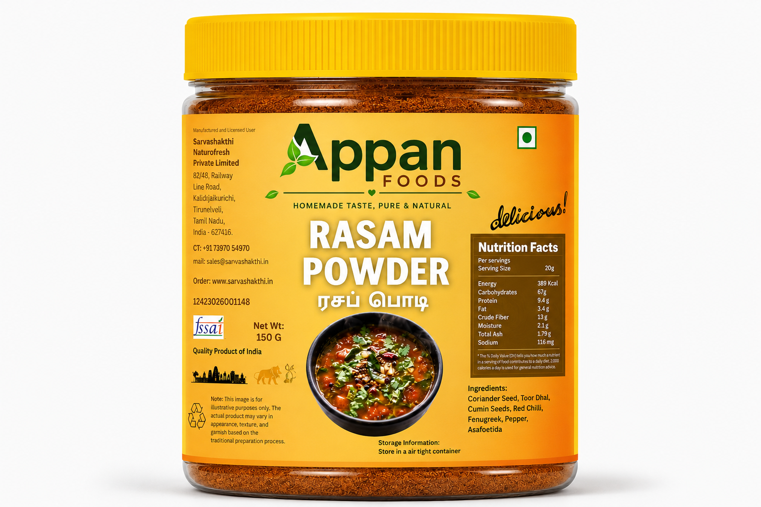 Homemade Rasam Powder 150g | Traditional South Indian Rasam Masala | Appan Foods