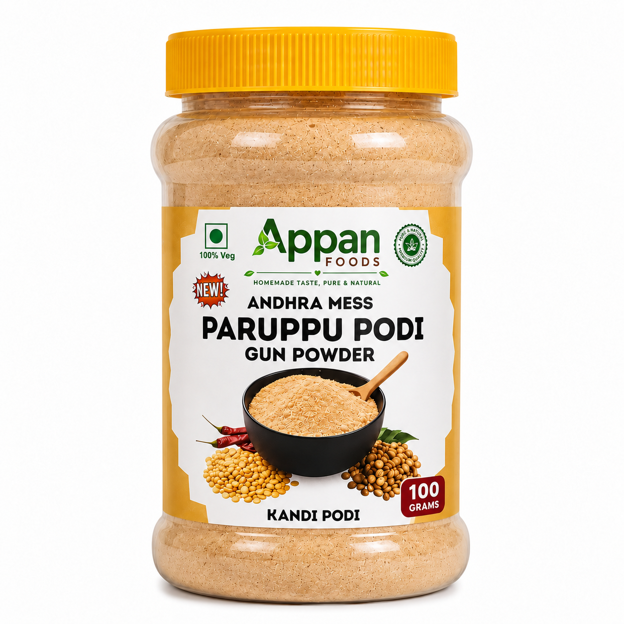 Andhra Paruppu Podi (Kandi Podi) 100g | Traditional Gun Powder | Appan Foods
