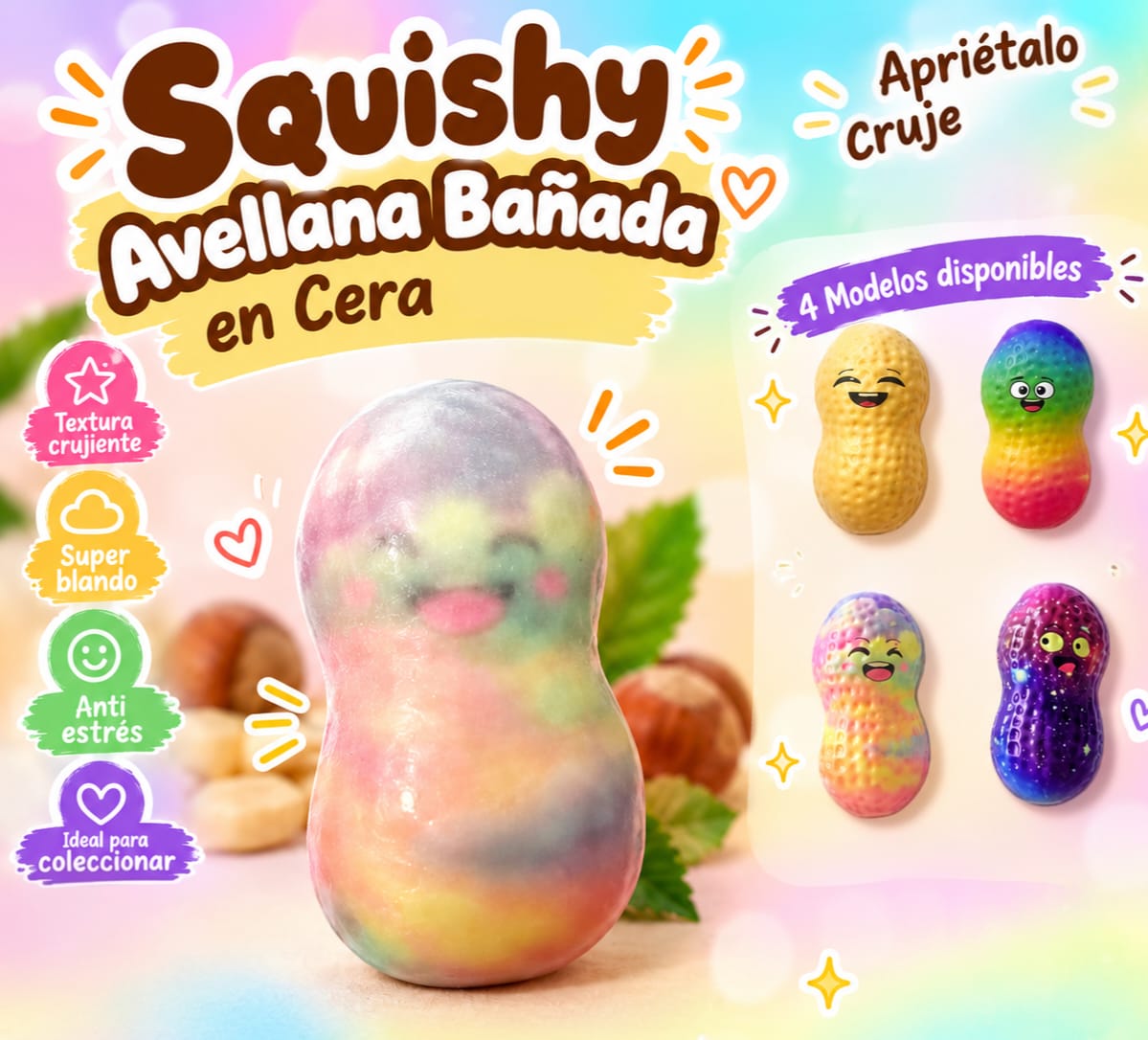 Squishy Avellana Bañada en Cera